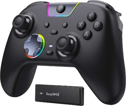 Picture of EasySMX X05Pro Wireless Gaming Controller for PC, Switch, Android/iOS | Hall Effect Joysticks, Ultra-Quiet Buttons, 2-Stage Triggers, 1000Hz Polling, Programmable, Black