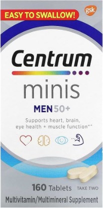 Picture of Centrum Minis Silver Multivitamin for Men 50 Plus, Multimineral Supplement, Vitamin D3, B and Zinc, Non-GMO,160 Tablets,Supports Memory and Cognition in Older Adults
