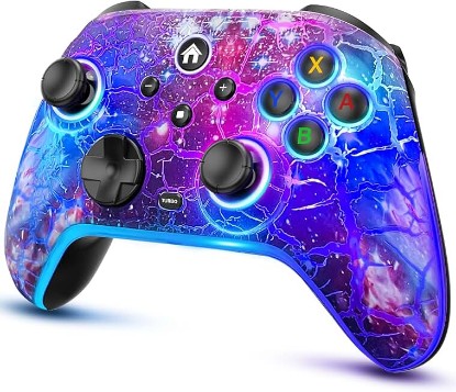 Picture of ZRZLMVP Wireless Switch Controllers for Nintendo Switch/OLED/Lite/Switch 2 | 1200mAh Rechargeable Switch Pro Controller, Switch Control with 10 Colors LED Light, Wake Up,Turbo,Vibration,Motion Control