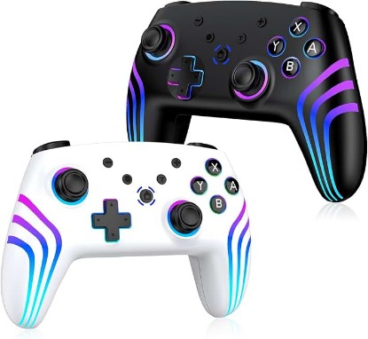 Picture of VidPPluing 2 Pack Switch Controllers, RGB Switch 2 Controller for Nintendo Switch/Switch 2/Lite/OLED, Wireless Pro Controller with Motion Sensor/Dual Vibration/Turbo/Wakeup