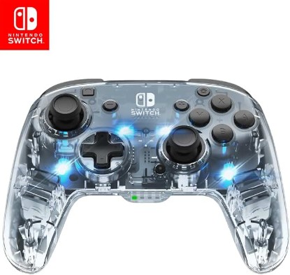 Picture of PDP Afterglow Wireless RGB Gaming Controller for Nintendo Switch 2, Lite | Nintendo Switch OLED, 2 Mappable Back Buttons, Rechargeable 40-Hr Battery, LED Lights, Motion Controls, Gamepad, Translucent