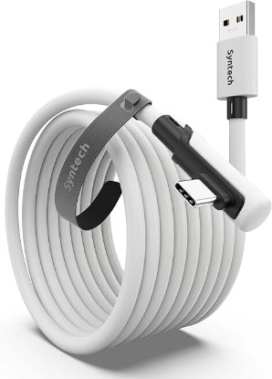 Picture of Syntech Link Cable 16FT, USB 3.0 to USB Cable for Meta Quest 3/3S/2, Pico 4 | USB 3.0 High Speed with up to 5Gbps Data Transfer for PCVR and SteamVR Gaming, Reinforced L-Shaped USB-C Connector Global Recycled Standard