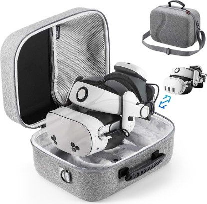 Picture of STARTRC GAMES Large Carrying Case for Meta Quest 3/Quest 3S, Hard Travel Case for BOBOVR S3 Pro/Kiwi Design Battery Head Strap and Other Accessories, Storage Case and Soft Lining for Quest 3S