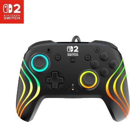 Picture of Turtle Beach Afterglow Wave Wired RGB Gaming Controller, Nintendo Switch 2 | Switch Lite, OLED, Hall-Effect Thumbsticks, 2 Mappable Back Buttons, Audio Controls, C-Button for GameChat, RGB Lights, Black