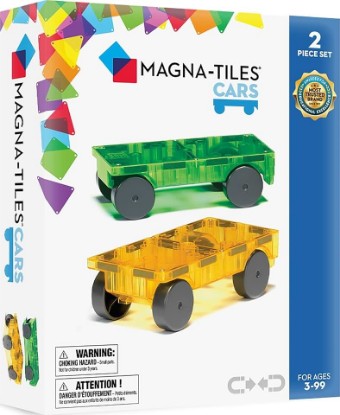 Picture of MAGNA-TILES Cars – Green & Yellow 2-Piece Magnetic Construction Set, The Original Magnetic Building Brand