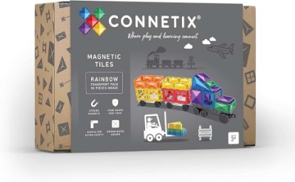 Picture of CONNETIX Magnetic Tiles Rainbow Transport Pack, 50 Pieces