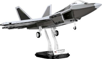 Picture of COBI Armed Forces Lockheed F-22 Raptor, Black & White | Printed (pad printed), cockpit for opening, weapon shaft, removable chassis, stand, made in the EU, from 9 years
