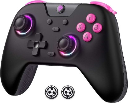 Picture of EasySMX X05 Wireless Controller for PC/Steam/iPhone/Android/Switch | Bluetooth Gaming Gamepad with Hall Effect, RGB Lights and Turbo, Anti-Drift Controller,Comes with Extra Thumb Grips