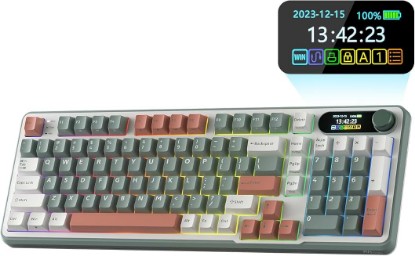 Picture of RK ROYAL KLUDGE S98 Wireless Mechanical Keyboard w/Smart Display & Knob | 96% Top Mount RGB Gaming Keyboard BT/2.4G/USB-C, 5-Layer Noise Dampening, Creamy Sound Pre-lubed Switch,Hot Swap, 98 Keys Global Recycled Standard