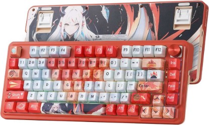 Picture of Redragon K673 PRO Wireless 81-Key RGB Gasket Gaming Keyboard, Scroll Knob | Multi-Function Control Wheel, 0-Delay Tri-Mode, Cushioned 5-Layer Noise Dampening for Creamy Thocky Sound, Compact 80% Size