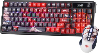 Picture of Redragon Anime Keyboard & Mouse Combo, K719 PRO KB + M612AK 8000 DPI Mice | Multi-Function Control Knob, LED Screen & Knob, 0-Delay Tri-Mode, 95 keys Creamy Cushioned Typing, 9 Button Macro Combos