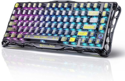 Picture of GravaStar Mercury K1 Lite 75% Wireless Mechanical Gaming Keyboard RGB | Gasket Mount, Hot Swappable Linear Switches, Creamy Sound Keyboard, 2.4GHz/USB-C/Bluetooth 5.0, for Win/Mac Global Recycled Standard
