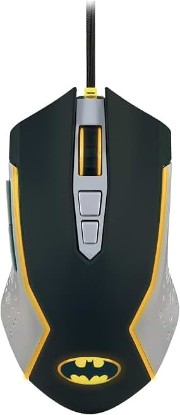 Picture of FRTEC - Batman Edition Gaming Mouse, Yellow LED Lighting, Adjustable DPI, Wired, Official DC Collection, Fast and Precise Movement, Configurable Side Buttons