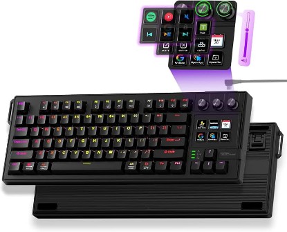 Picture of K1 Pro Macro Keyboard, Wired Only Full-Key Programmable On-Board Keypad, Custom Gaming Streaming Mechanical Keyboards with Screen & Knob, Gasket, RGB Backlit, Hot Swappable Shortcut Pad