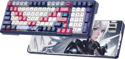 Picture of RisoPhy Wireless Mechanical Keyboard, 98 Keys RGB Gasket 2.4GHz/Wired/Bluetooth Keyboard with Custom Hi-Fi Linear Switch, Hot-Swap Socket GamingKeyboard, PBT Keycaps/Knob Control ComputerKeyboard