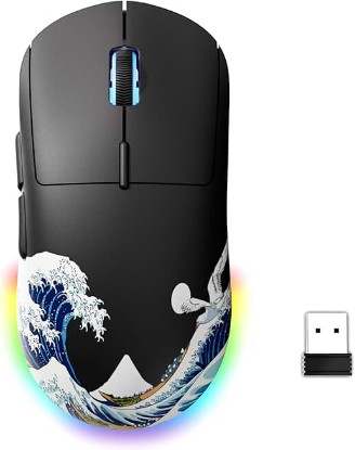 Picture of G57 Wireless Gaming Mouse, 8000 DPI, Black | 80g Rechargeable Wireless Mouse, 2.4G/Bluetooth/USB-C Connectivity, 5 Programmable Buttons, PC/Mac Compatible