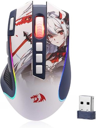 Picture of Redragon M612AK PRO Wireless Anime Gaming Mouse 8000 DPI Remapping Keys | Cable-Free 0 Delay, Rapid-Fire Clicker, Redefine Keybinding Macro, Vibing Backlight, Ergonomic Grip Body Comfort