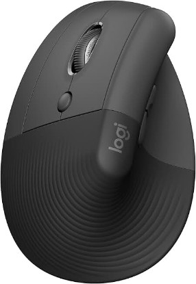 Picture of Logitech Left Handed Lift Vertical Ergonomic Wireless Mouse - Graphite | Connect via Bluetooth or included Logi Bolt USB-A receiver, quiet clicks, 4 of 6 buttons customizable, Windows Mac compatible