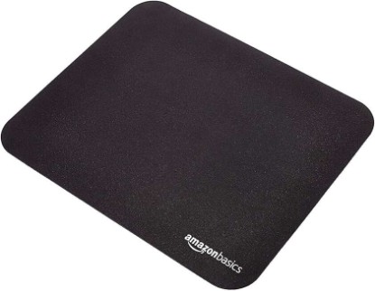 Picture of Amazon Basics Square Mouse Pad, Cloth with Rubberized Base, Standard, Black, 12.4L x 10.6W inches