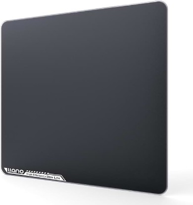 Picture of llano MP001 Gaming Glass Mousepad Tempered Glass Mouse Mat 13.8"x11.8" | Black, 0.85μm Micro-Etched Surface, 3mm Thick, Non-Slip Base, Compatible with Viper/G502, Large 350mm x 300mm