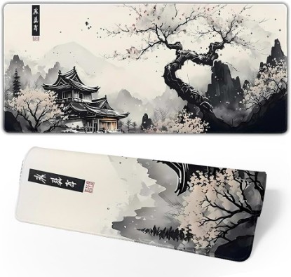 Picture of Japanese Mouse Pad, Large Japanese Desk Mat, XL Anime Gaming Keyboard Mat, Non-Slip Rubber Base, Big Extended Desk Protector for Home Office, 31.5”x11.8”