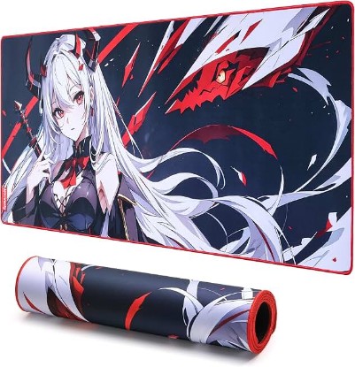 Picture of Redragon EISA P047L Anime Gaming Mouse Pad - Smooth Spandex Surface, Anti-Slip Rubber Base, Spill-Resistant, Durable 5mm Thick Design, 35 x 16 inches, Black | Smooth Spandex Surface, Anti-Slip Rubber Base, Spill-Resistant, Durable 5mm Thick Design, 35 x 16 inches, Black