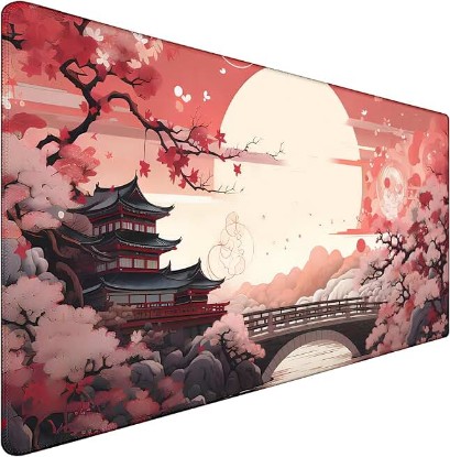 Picture of Japanese Large Gaming Mouse Pad with Stitched Edges, 31.5" x 15.7" Large Extended Computer Pad, Mouse Pad Protector with Non-Slip Waterproof Rubber Base for Laptop Office Accessories, Sunset