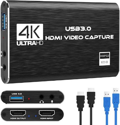 Picture of Capture Card, 4K HDMI Video Capture Card, Game Capture Card, 1080P 60FPS Video Capture Device, HDMI to USB 3.0 Capture Card for Streaming, Work with Camera/Xbox/PS4/PS5/PC/OBS Global Recycled Standard