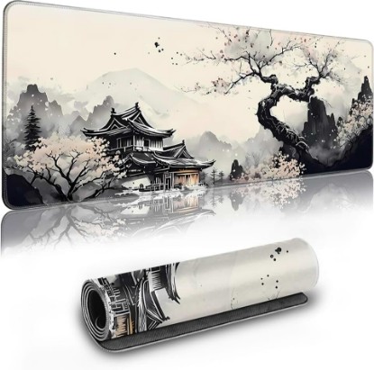 Picture of Extended Gaming Mouse Pad Anime Large Desk Pad with Non-Slip Base Full Keyboard Mat with Stitched Edges for Gaming and Office 31.5 x 11.8 inches (Wash Painting)