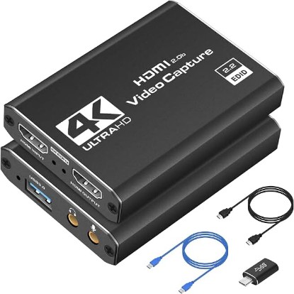 Picture of Capture Card 4K HDMI Video Streaming to USB 3.0 1080P 60FPS Capture Device | Audio Video Capture, 4K HDMI Loop-Out, Work for PS5/PS4/Switch/Xbox/PC/Camera/OBS, Game Screen Recorder Streaming Equipment