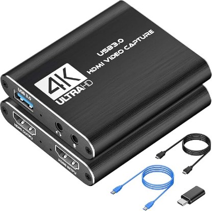 Picture of 4K HDMI Capture Card for Streaming, Full HD 1080P 60FPS USB 3.0 Cam Link Game Audio Video Capture Card, Work with Camera/Switch/Xbox/PS4/PS5/PC/OBS (Black) Global Recycled Standard