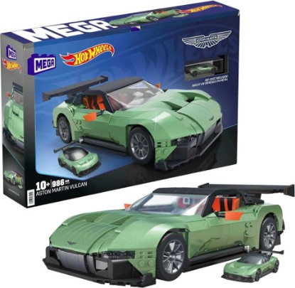 Picture of Hot Wheels MEGA Vehicle Building Toys for Adults, Aston Martin Vulcan with 635 Pieces and Die-Cast Model, Gift Ideas for Collectors, HMY97