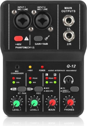 Picture of XTUGA USB Audio Interface for PC,Interface for Recording Music Computer Recording Audio Interface XLR with 3.55m Microphone Jack, USB Sound Card for Recording Studio, Ultra-low Latency Plug&Play, Q-12