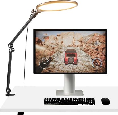 Picture of NEEWER Basics 10.5" Streaming Key Lighting, 3000-6500K 15W Full Screen LED Panel Ring Light with Adjustable Arm Stand Desk Clamp Timer for Laptop Computer Video Conference Zoom Makeup, R10