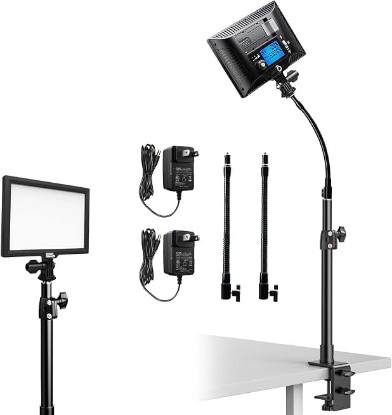 Picture of 2 Packs LED Video Key Light,Streaming Light Dimmable Bi-Color 3200-5600k Video Conference Lighting with Gooseneck Tubes Desk Panel Lights for Podcast/Streaming/Gaming/Zoom Call/Broadcast/YouTube