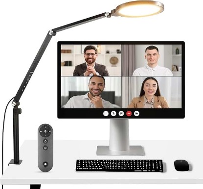 Picture of NEEWER Basics 18W 7" Desktop Ring Light with Stand for Desk, Video Conference Streaming Recording Makeup Selfie Computer Laptop Zoom Lighting, Full Screen LED Circle Ringlight with Arm & C Clamp, R18