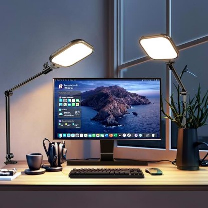 Picture of UBeesize 8" Streaming Ring Light with Adjustable Arm and Desk Clamp, 1 Pack | 8" Ring Light, Adjustable Arm, Desk Clamp, USB Powered, Dimmable Light, For Streaming, Video Calls & Home Office
