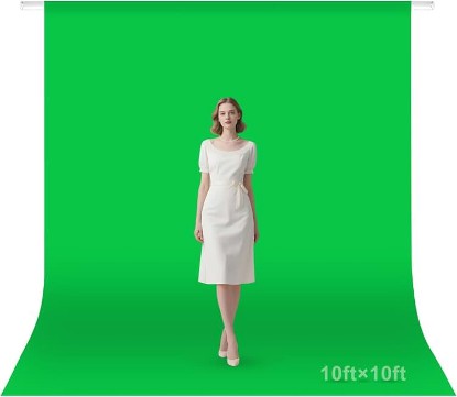 Picture of Green Screen Backdrop 10x10ft Greenscreen Background Photography | Polyester, Thicken Premium Fabric Resists Wrinkles, Professional Dyeing Technology & Pure Color for Steaming, Video, Party