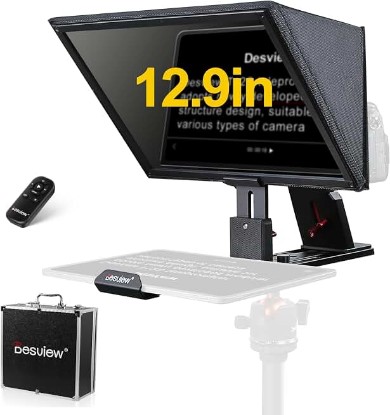 Picture of Desview T12S 12.9" Metal Teleprompter with Beam Splitter Glass | Easy Assembly, Carry Case Included, for Camera & iPad, Ideal for YouTube & Live Streaming, for Podcast & Content Creators