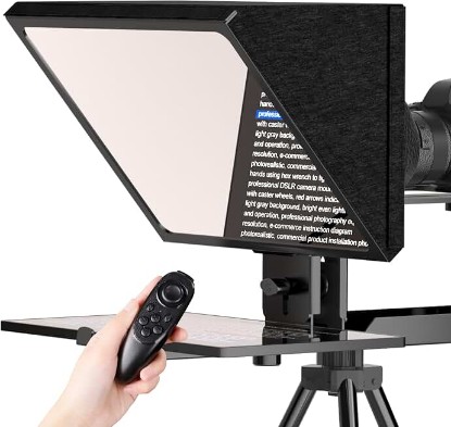Picture of 12" Teleprompter for Camera & Tablet, APP Remote, Adjustable | Aluminum Alloy Design, iOS & Android Compatible, Quick Setup for Video Recording, Live Streaming & Online Presentations