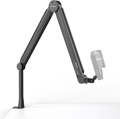Picture of IXTECH Premium Microphone Boom Arm with Desk Mount, 360° Rotatable, Fully Adjustable, for Podcast, Video, Gaming, Radio, Studio, Recording, Sturdy and Universal VALIANT Model