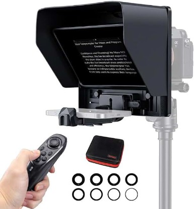 Picture of FEELWORLD TP10 10" Portable Foldable Teleprompter for Up to 9" Phone Tablet | Prompter iPhone DSLR Camera Video Record for Live Stream Interview Speech with Remote Control