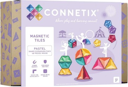 Picture of CONNETIX Magnetic Tiles Pastel Shape Expansion Pack, 48 Pieces