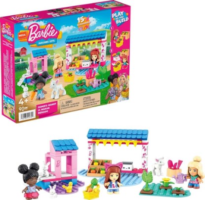Picture of MEGA Barbie Toy Building Set - Farmer's Market With 3 Micro-Dolls, 4 Pets and Accessories - Easy To Build Set For Ages 4 and Up