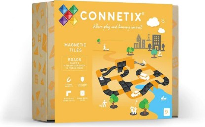 Picture of CONNETIX Magnetic Tiles Roads Ramps & Intersections Pack, 16 Pieces
