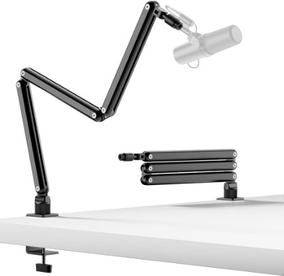 Picture of TODI Mic Arm for Lightweight Mics, Microphone Arm Rotatable, Storable Desk Mic Stand for Bear 3LB with Mount Clamp, Mic Stand Boom Arm with Cable Channel with 3/8'' 5/8'' Thread for Podcast, Gaming