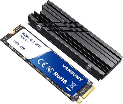 Picture of Vansuny 2TB NVMe M.2 SSD,M2 2280 PCIe 4.0 Internal Solid State Drive,Read Up to 7300MB/s with Heatsink and Screwdrivers for PS5 Consoles PC Gaming Design