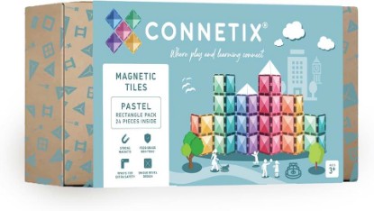 Picture of CONNETIX Magnetic Tiles Pastel Rectangle Pack, 24 Pieces