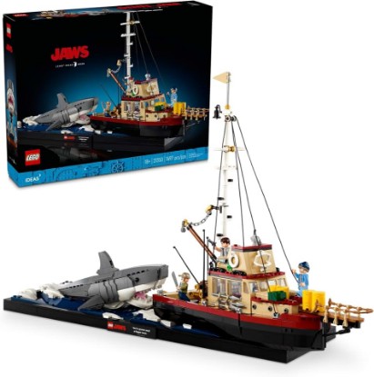 Picture of LEGO Ideas Jaws Set - Diorama Kit for Fans of the Classic Movie - Shark Toy - Movie Memorabilia Gift for Adults - Includes Orca Boat and Chief Brody, Hooper and Quint Minifigures - 21350