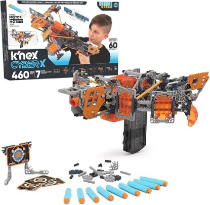 Picture of K'NEX Cyber-X C10 Crossover Legacy with Motor - Blasts up to 60 ft - 460 Pieces, 7 Builds, Targets, 10 Darts - Great Gift Kids 8+, includes 460 K'NEX parts and pieces